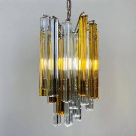 Vintage cascade Murano glass Crystal Prism Chandelier from Venini Italy 1960s