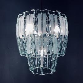 Mid-century art glass chandelier Zero quattro for Fontana Arte Italy 1960s