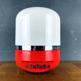 Mid-century Radio Table Lamp by Adriano Rampoldi for Europhon Milan, Italy 1970s Space Age Red White