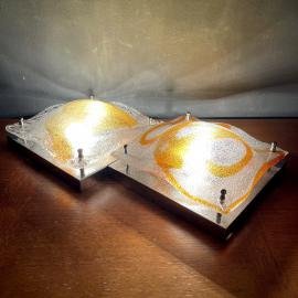 Pair of murano wall lamps Italy 1960s design Toni Zuccheri for Poliarte Ice murano glass