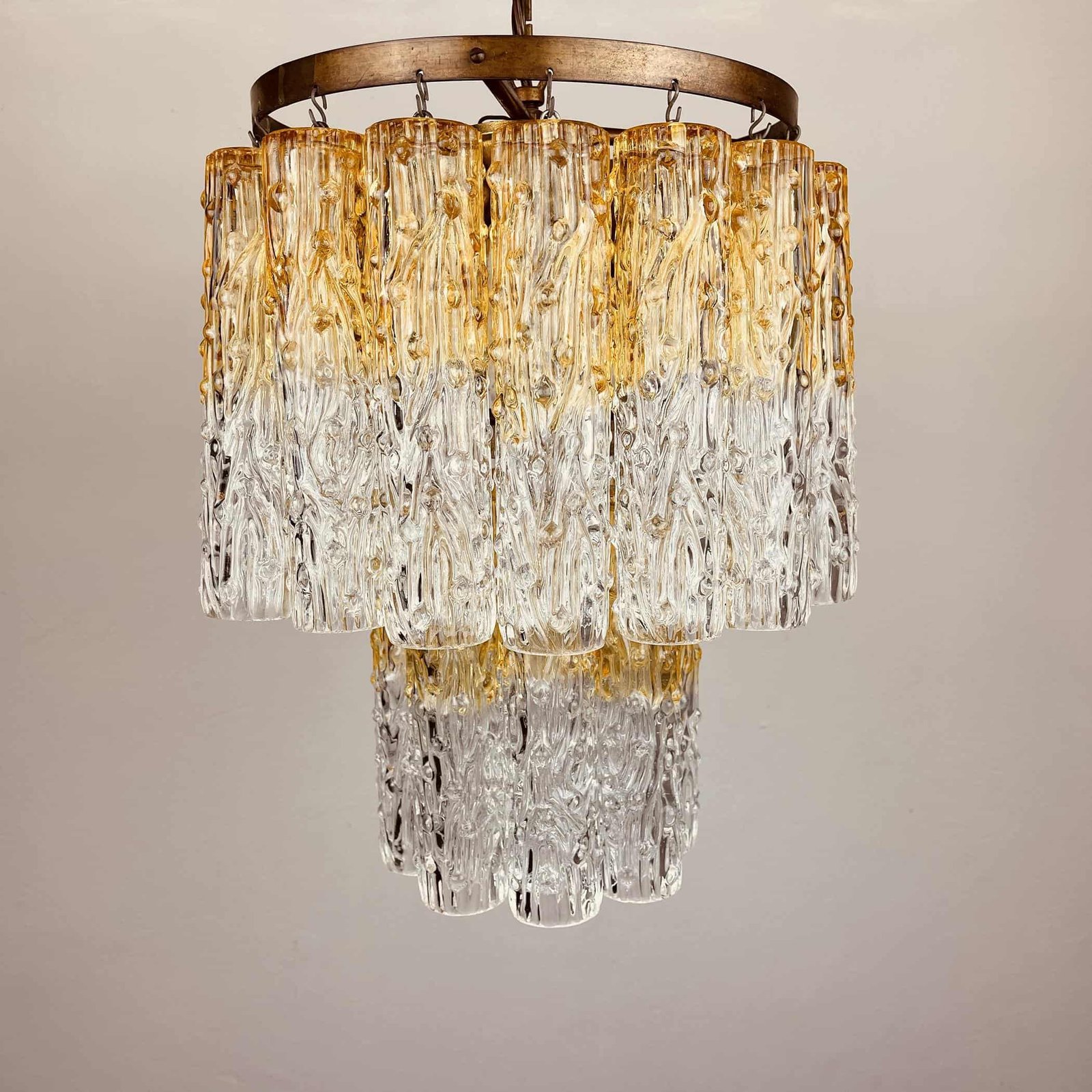 Murano glass chandelier Tronchi by Venini Italy 1960s