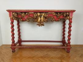 Old church console Germany 19th century Console table with decorative woodcarving Baroque Original Not a Replica