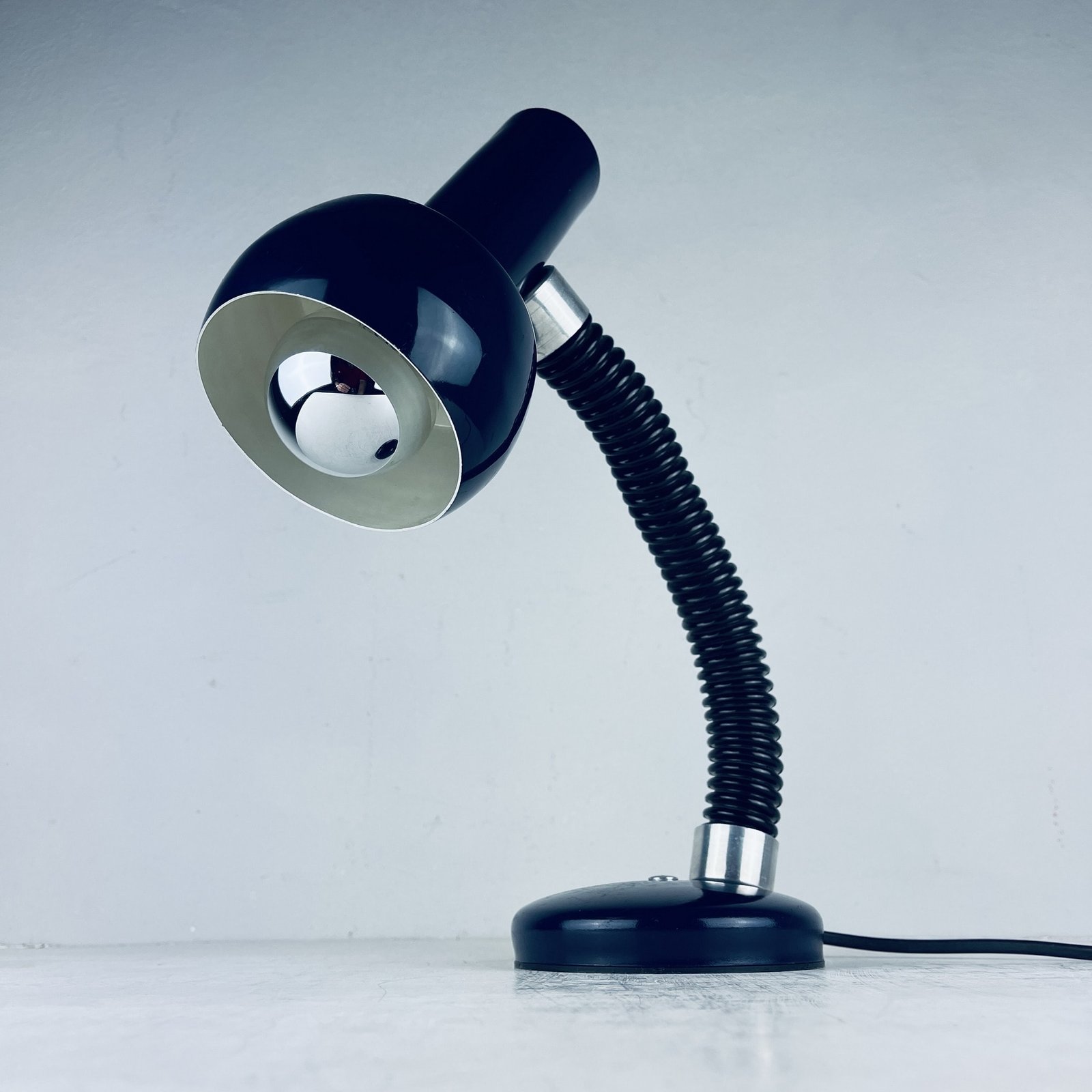 Mid-century goose blue desk lamp Italy 1970s metal retro table lamp