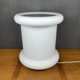 Mid-century floor lamp white glass Italy 1970s space age vintage bedside lamp cylinder