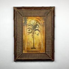 Vintage large wood bamboo decor panel 1950s retro wall decor colonial or tropical style