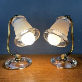 Mid-century bedside lamps Italy 1970s Set of 2 vintage table lamp retro home decor