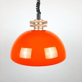 Mid-century orange glass pendant lamp Yugoslavia 1970s space age retro home decor