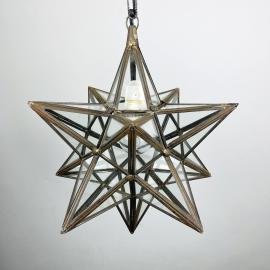 Mid-century brass pendant lamp Star Italy 1950s Space-age Vintage Italian lighting