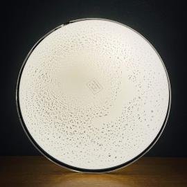 Vintage murano glass ceiling or wall lamp Italy 1970s White and Black Ronda UFO Space age Retro italian design lighting