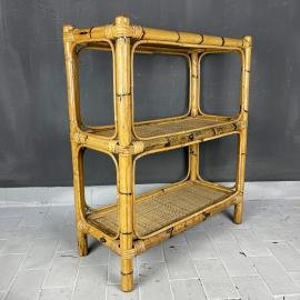 Vintage Rattan shelves Italy 1960s Bamboo Shelves Cane Shelves Bathroom Storage Conservatory Storage