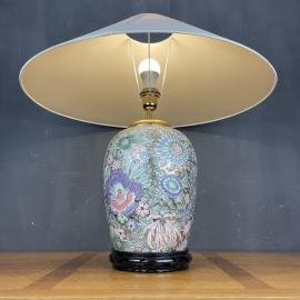 Vintage large ceramic table lamp Flower Italy 1970s