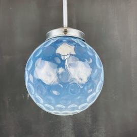 Vintage blue sphere ball pendant lamp Italy 1960s Mid-century italian lighting