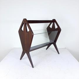 Mid-century Magazine Rack Italy Mahogany 1950s Wood Glass Magazine Rack Book Newspaper Holder Home Decor Living Room Storage Modern