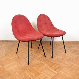 Pair of Mid-century Cocktail Armchair 1963 Italian style Yugoslavia Red Chair Lounge Armchair Original textil Vintage chair