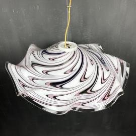 Mid-century swirl Murano glass pendant lamp Italy 1970s Vintage lighting Retro decor Pink Green Blue White
