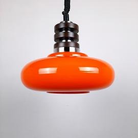 Mid-century orange glass pendant lamp Sijaj HrastnikYugoslavia 1970s Retro lighting Space age
