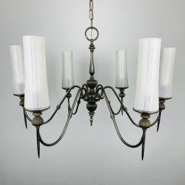 Vintage bronze chandelier Italy 1960s Victorian Art Deco Italian lighting