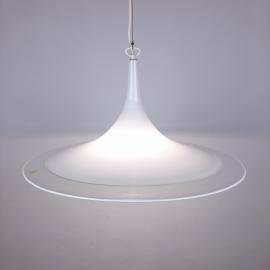 Retro murano glass white pendant lamp Italy 1970s Vintage decor Mid-century lighting