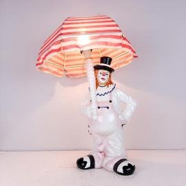 Vintage large ceramic table lamp Clown Italy 1960s Retro nightlamp Lamp for children's room