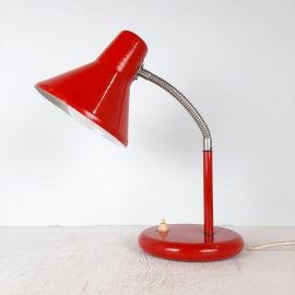 Mid-century desk lamp Yugoslavia '80s Red metal Retro table lamp Goose