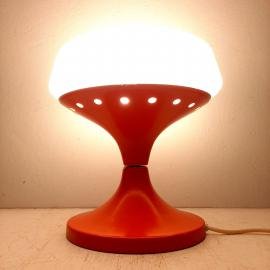 Mid-century table lamp Yugoslavia 60s Orange White desk lamp Space Age Atomic Mushroom