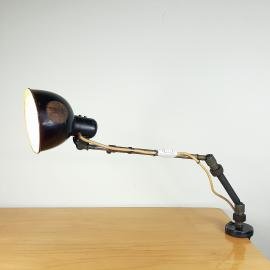 Vintage Industrial Desk Lamp 1950 Yugoslavia Black Metal Office Engineering Lamp Goose Lamp