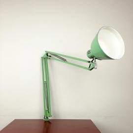 Mid-century desk lamp Brevetti Longoni Rimsa Italy '50s-60s retro office table lamp Vintage Industrial green lamp Articulating lamp