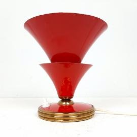 Vintage red table lamp Italy 50s Stilnovo era Mid-century design Modern enameled metal cone lamp
