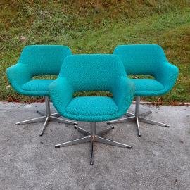 1 of 3 Mid-century office chair Stol Kamnik Yugoslavia 70s Retro desk chair Green Blue Original Textile Egg Chair Vintage Swivel Easy Chair