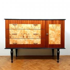 Mid-century Wood Sideboard 1970s Yugoslavia Polished Furniture Mahogany Birdseye Maple Console Table Retro Modern
