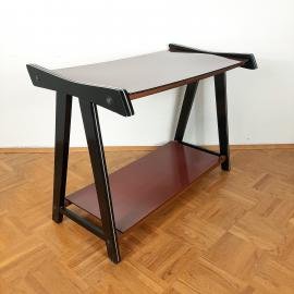 Mid-century tv or radio console table Yugoslavia 1970 mid-century desk red Black table Retro furniture