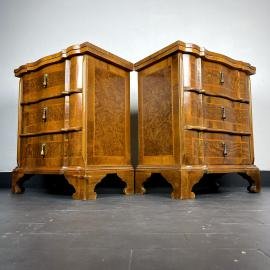 Pair of vintage wood bedside stands Italy 1950s wooden nightstands