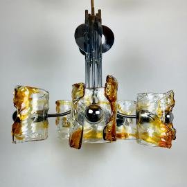 Vintage Murano chandelier Mazzega by Toni Zuccheri, Italy 1970s, Mid-century, Space age