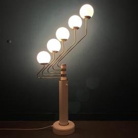 Mid-century white gold floor lamp Germany 1960s Space Age Sputnik
