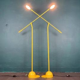 Pair of yellow floor lamps Yugoslavia 1960s Industrial Mid-century lighting Space age