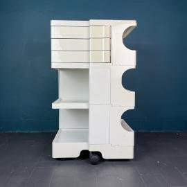 Mid-century white trolley Boby Design by Joe Colombo for Bieffeplast Italy 1970s Space age Modern