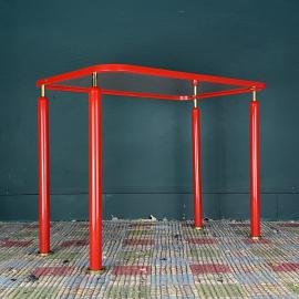 Mid-century red metal coffee table Italy 1960s Industrial Vintage Loft table