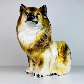Vintage glazed ceramic sculpture dog Italy 1960s Retro home decor mid-century italian decoration