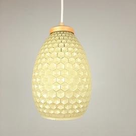 Rare glass pendant lamp GDR Germany 1960s Yellow honeycomb Pineapple Shabby chic Farmhouse Retro home decor