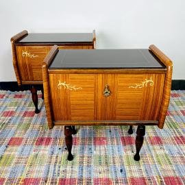 Mid-century pair of nightstands Italy 70s Mid-century polished bedside table vintage console table 70’s polished furniture