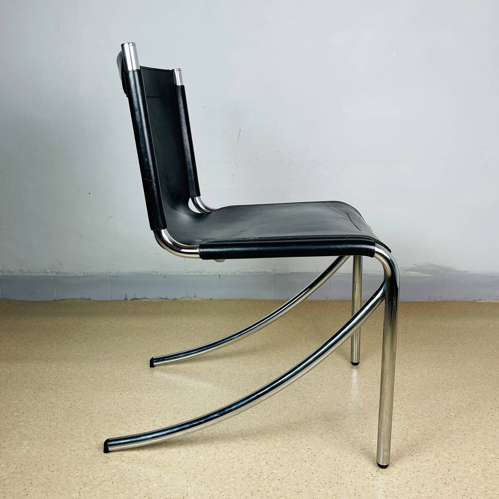 Mid-century black chair JOT by Giotto Stoppino for Acerbis Italy 1970s