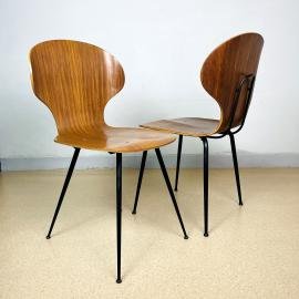 1 of 2 Mid-century dining chair Lulli Chairs by Carlo Ratti for Industria Legni Curvati Lissone Italy 1970s