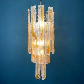 Mid-century large Murano glass chandelier Mazzega Italy 1970s Vintage italian lighting Space age 28 murano plates