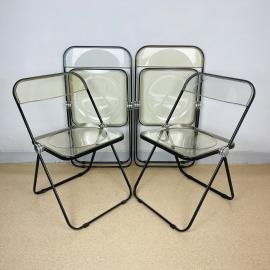 Set of 4 Plia folding chairs by Giancarlo Piretti for Castelli Italy 1970s Italian modern Design Desk Chair diner chair