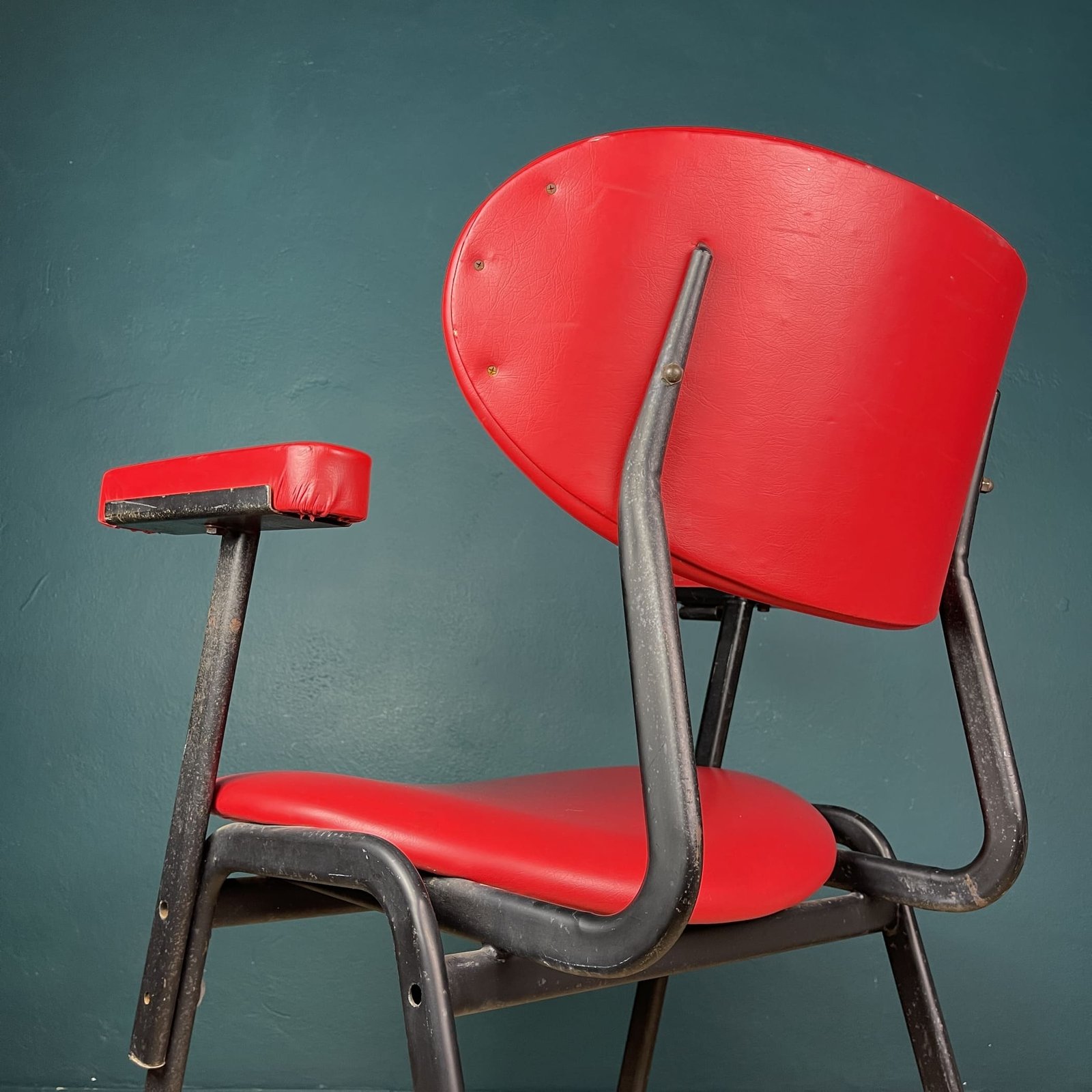 Mid-century red desk office chair Italy 1960s MCM italian modern