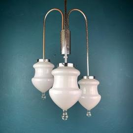 Vintage white murano pendant lamp Italy 1960s MCM space age italian lighting