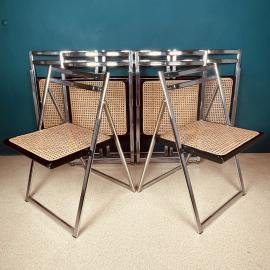 1 of 7 Mid-century folding cane dining chair Italy 1970s italian modern dining chair