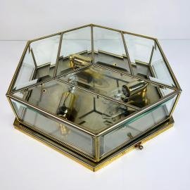 Mid-century brass ceiling or wall lamp Italy 1970s Vintage italian lighting