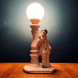 Mid-century white ceramic table lamp Perriot 1960s retro home decor vintage bedside lamp