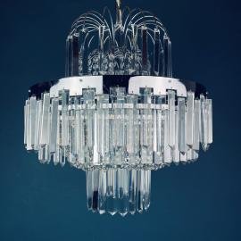 Vintage large crystal chandelier Sijaj Hrastnik Yugoslavia 1970s MCM mid-century lighting Retro home decor